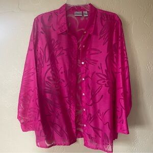 Chico's Fuchsia Floral Burnout Blouse